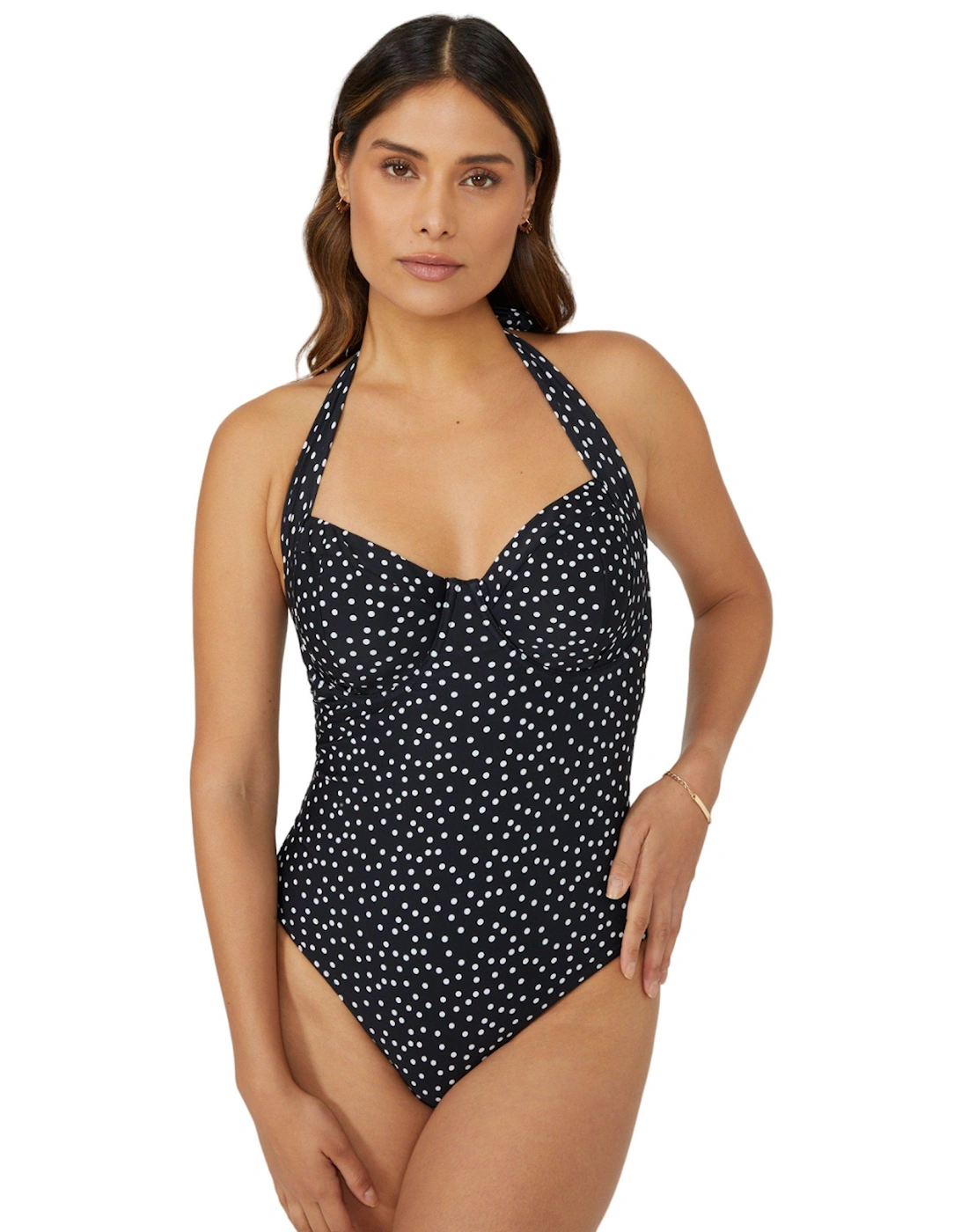 Womens/Ladies Spotted Underwired One Piece Swimsuit, 5 of 4