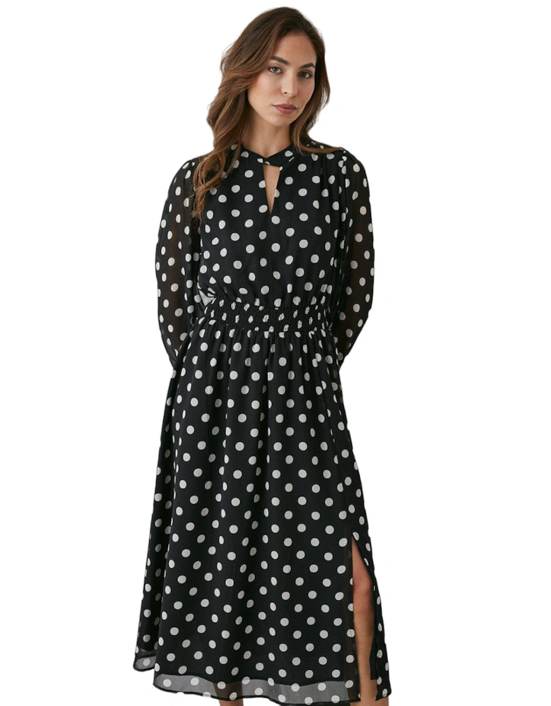 Womens/Ladies Spotted Keyhole Dress