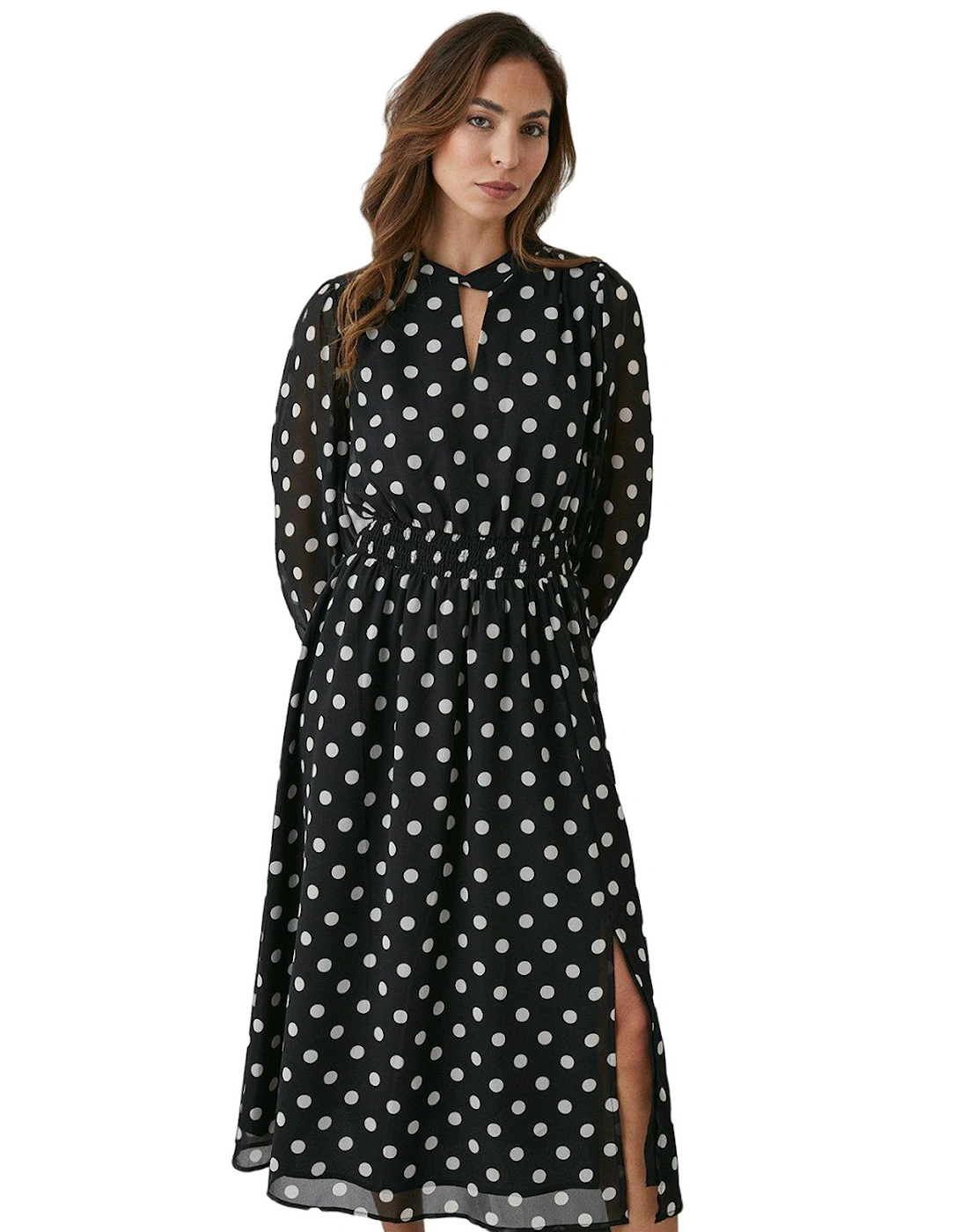 Womens/Ladies Spotted Keyhole Dress, 5 of 4
