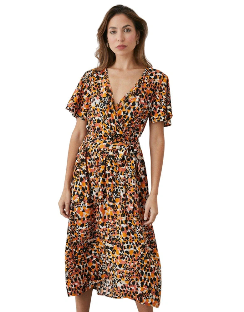 Womens/Ladies Leopard Print Wrap Dress