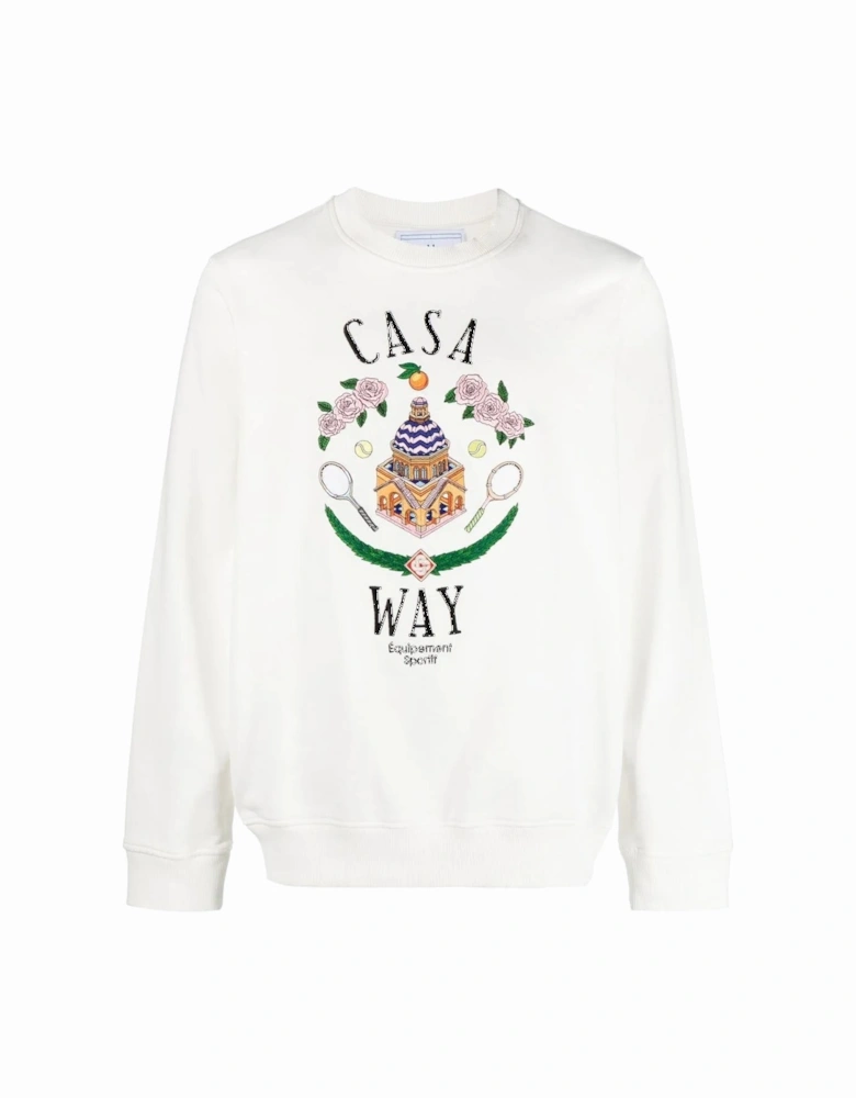 Casa Way Embroidered Sweatshirt in White