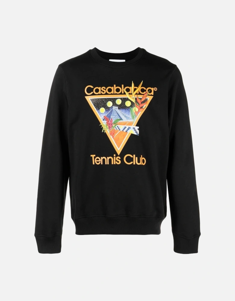 Tennis Club Icon Printed Sweatshirt in Black