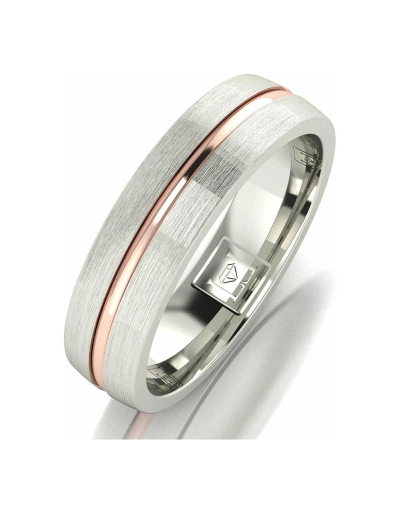 Argentium Silver 5mm Wedding Band with 9ct Gold Stripe