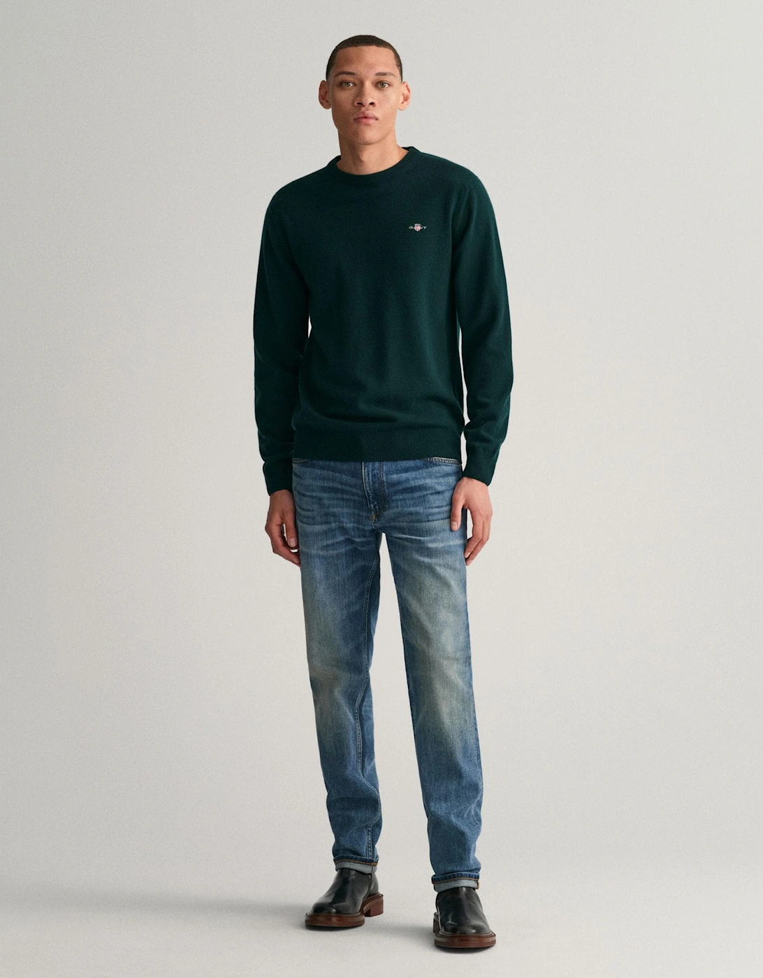 Mens Superfine Lambswool Crew Neck Jumper