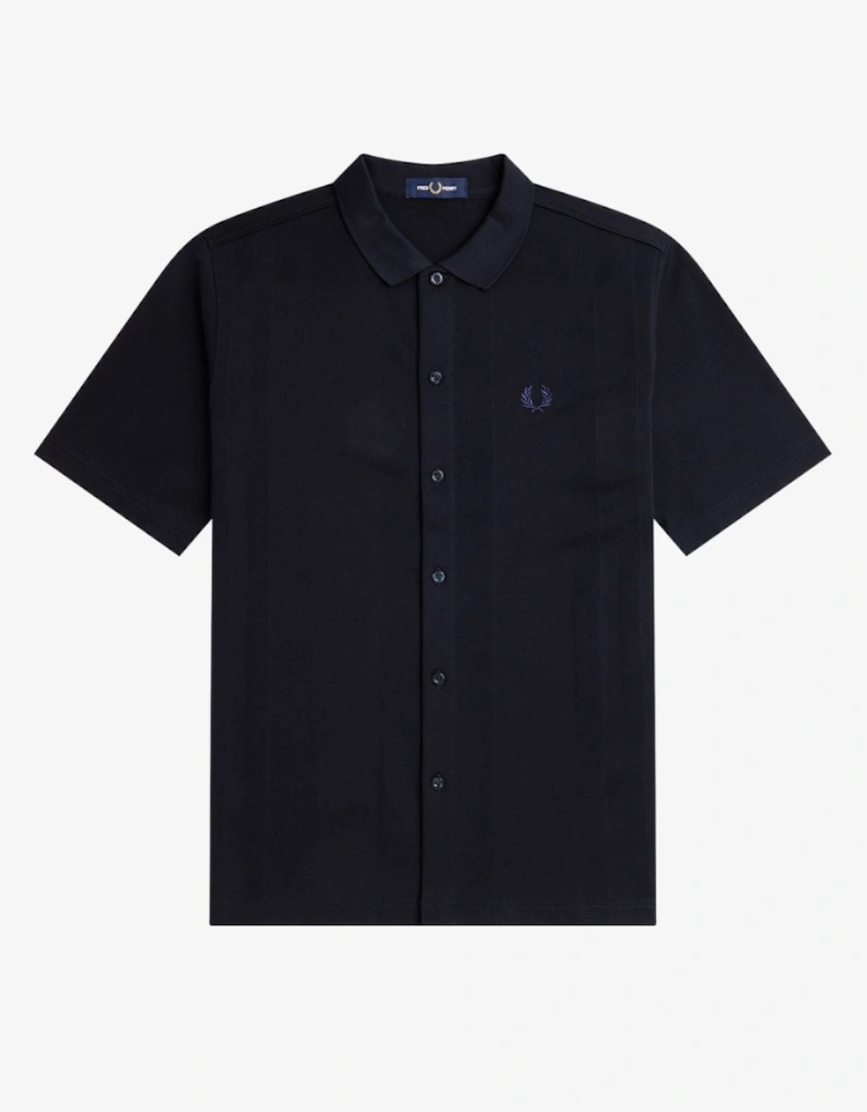 Mens Stripe Button Through Polo Shirt