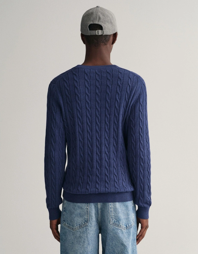 Mens Cotton Cable Knit Crew Neck Jumper