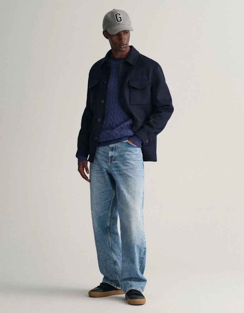 Mens Cotton Cable Knit Crew Neck Jumper