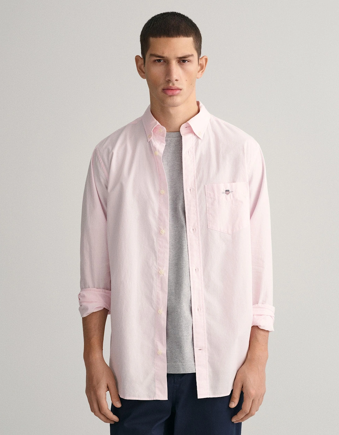 Gant Men's Pink Regular Fit Long Sleeve Poplin Shirt - - : 46/Regular Xxxl