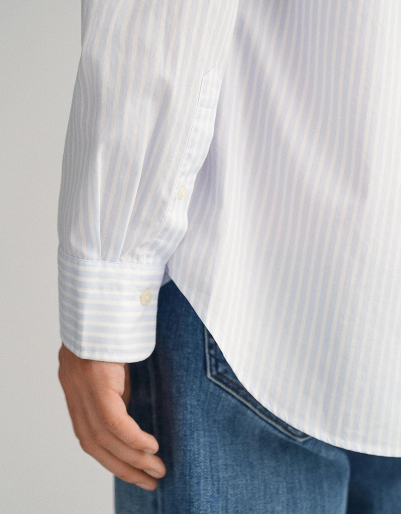 Mens Regular Fit Long Sleeve Poplin Stripe Shirt