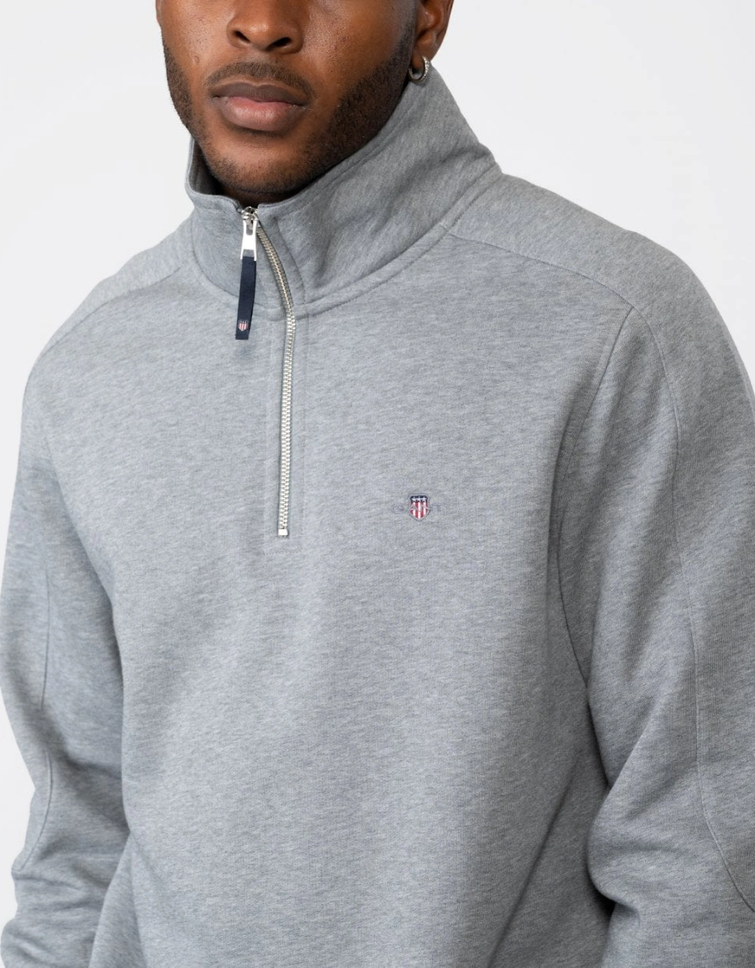 Mens Shield Logo Half Zip Funnel Neck Sweatshirt