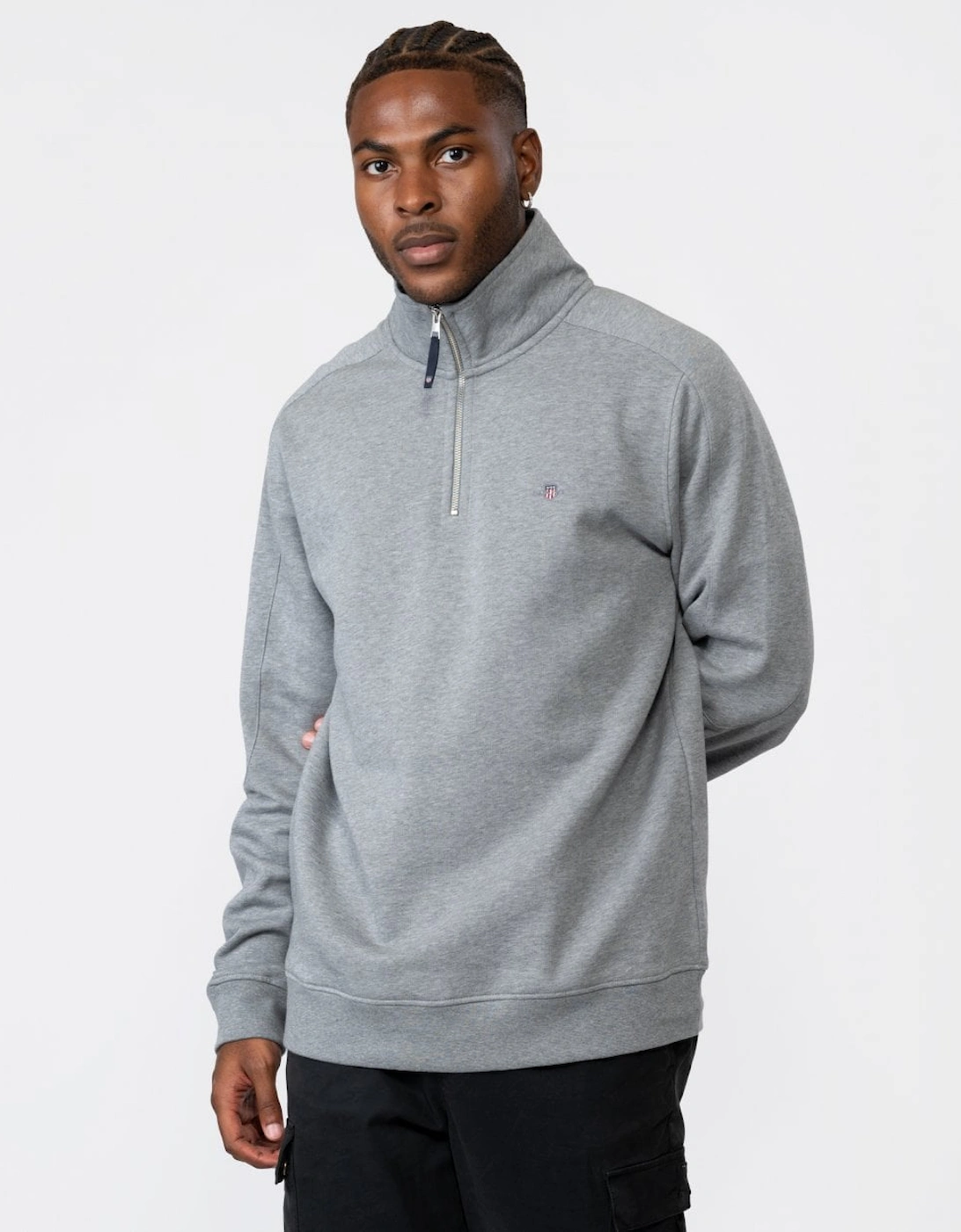 Mens Shield Logo Half Zip Funnel Neck Sweatshirt, 5 of 4