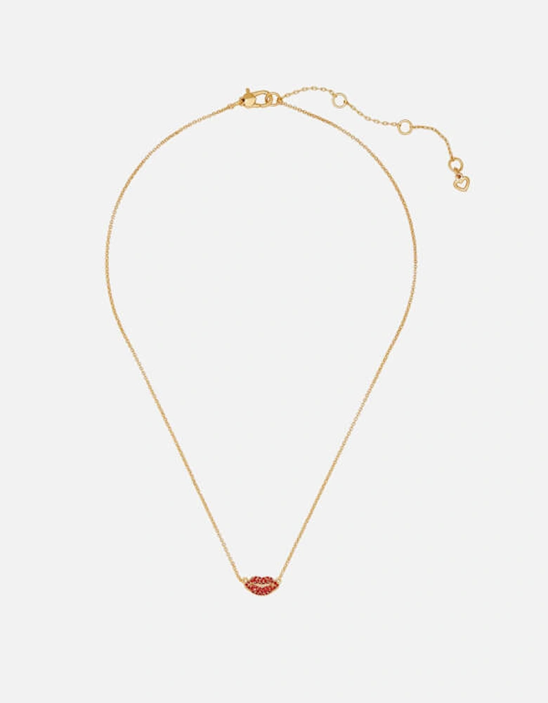 New York Lips Gold-Toned Necklace