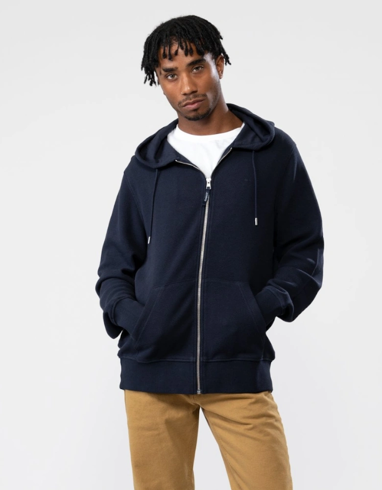 Mens Waffle Texture Zip Hoodie