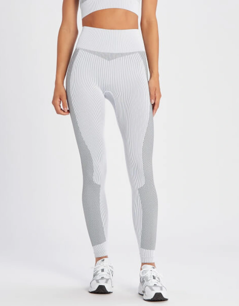 Women's Contrast Rib Seamless Leggings - White/Black