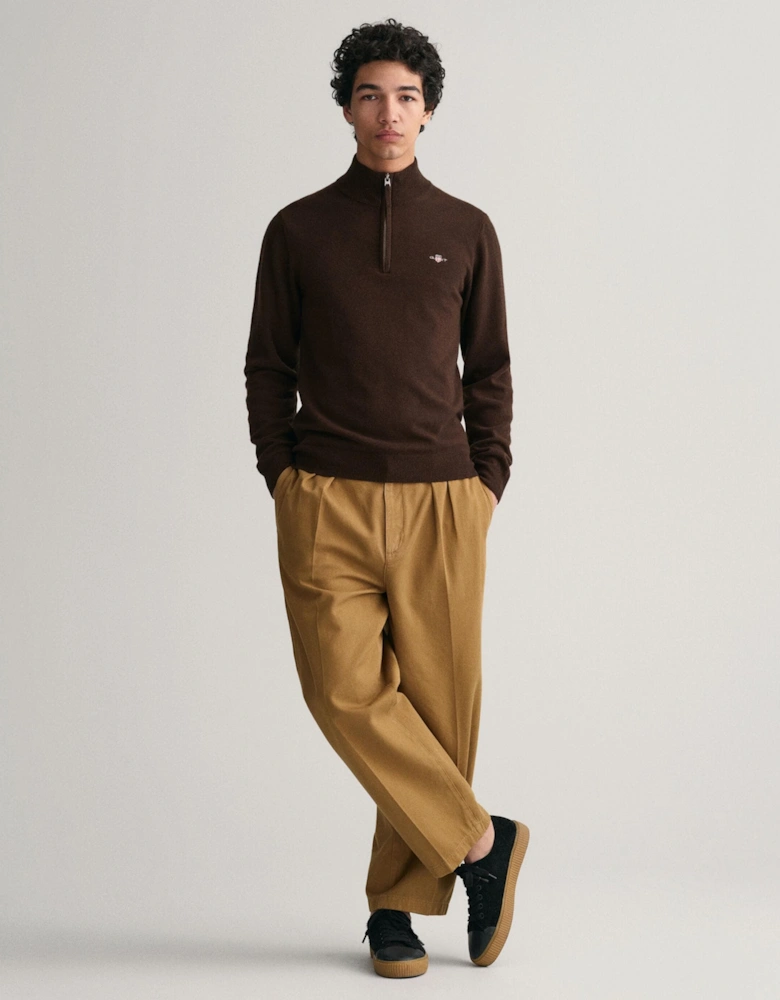 Mens Superfine Lambswool Half Zip Cardigan
