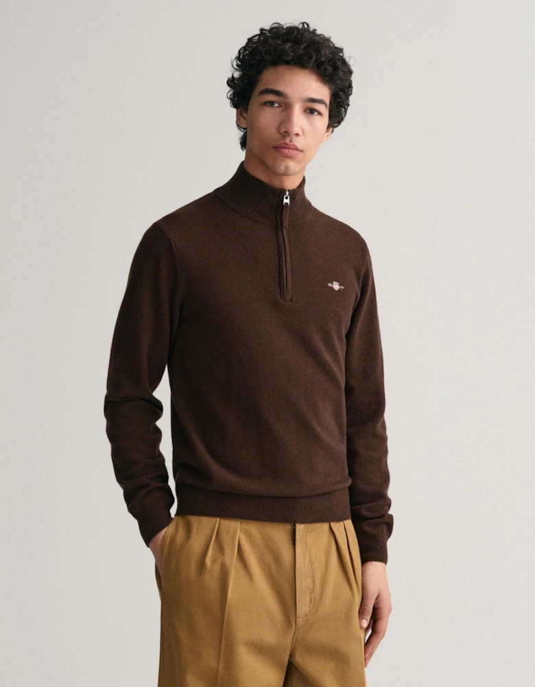 Mens Superfine Lambswool Half Zip Cardigan