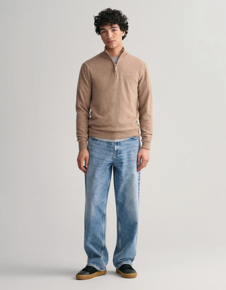 Mens Superfine Lambswool Half Zip Cardigan