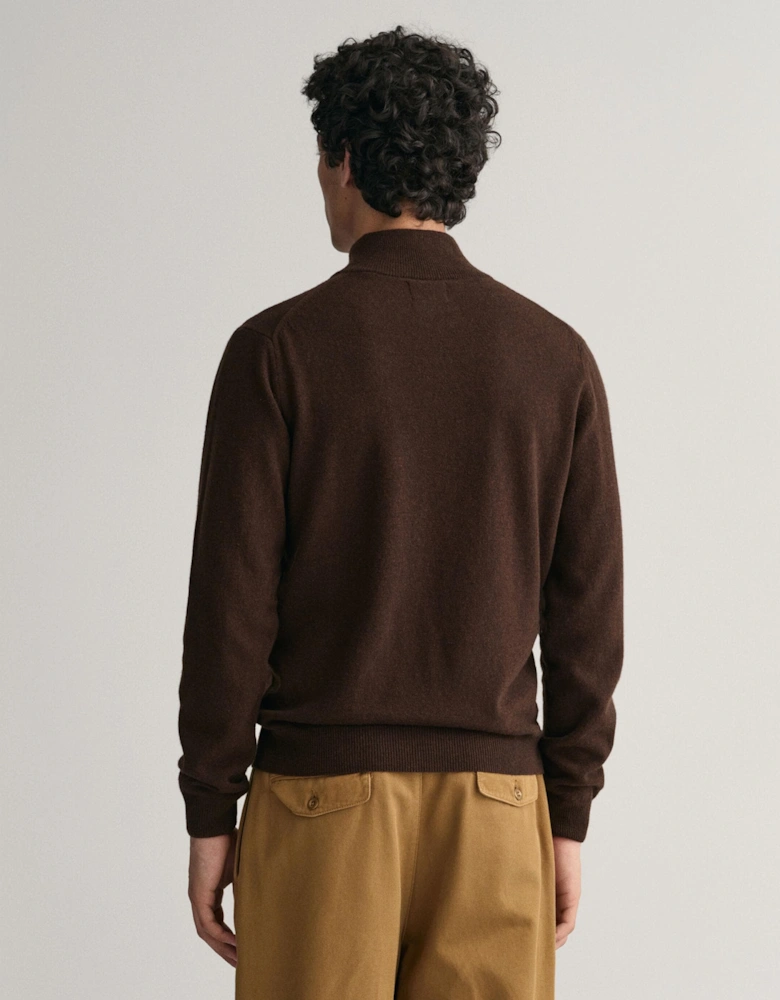 Mens Superfine Lambswool Half Zip Cardigan