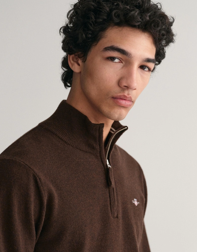 Mens Superfine Lambswool Half Zip Cardigan