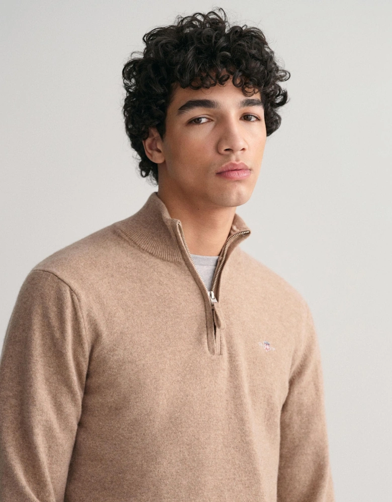 Mens Superfine Lambswool Half Zip Cardigan
