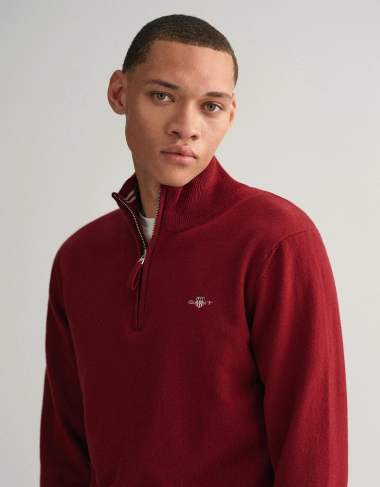 Mens Superfine Lambswool Half Zip Cardigan