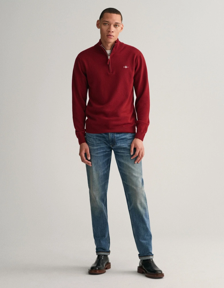 Mens Superfine Lambswool Half Zip Cardigan
