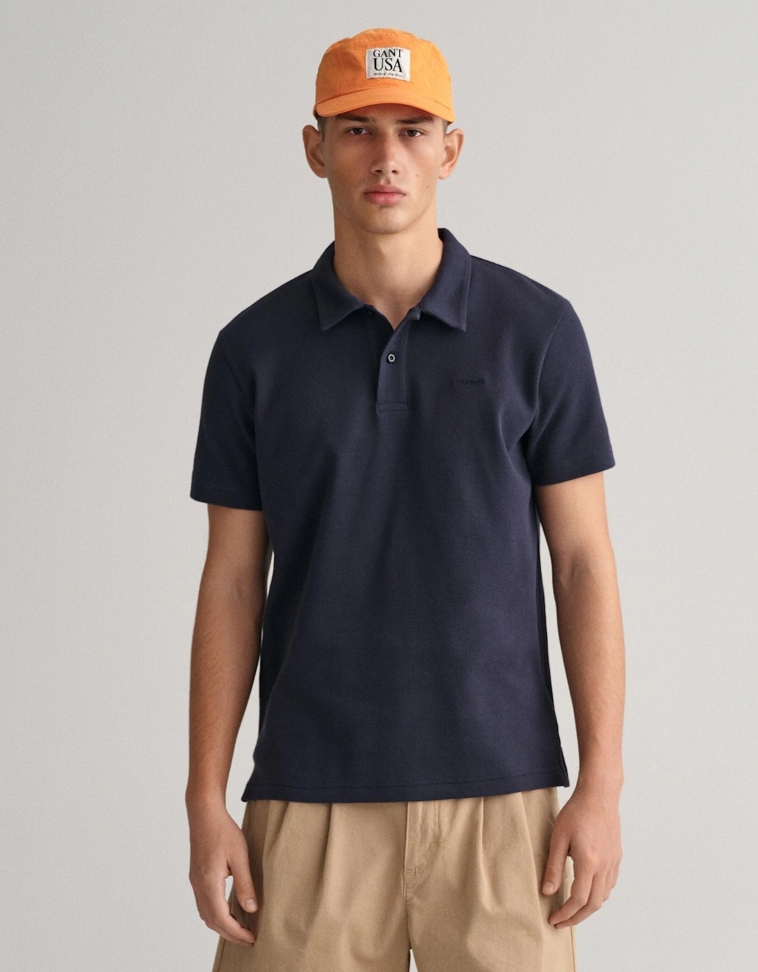 Mens Waffle Texture Short Sleeve Pique Polo, 4 of 3