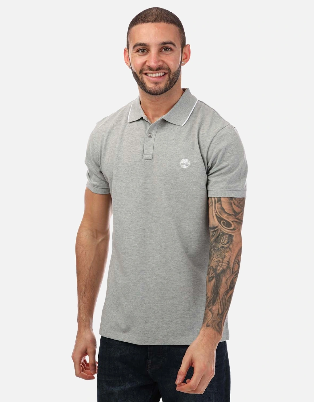 Mens Printed Neck Polo Shirt, 5 of 4