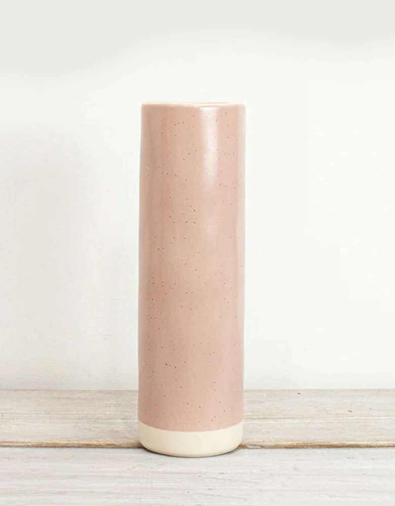 Pitka Blush Speckled Tall Cylinder Vase 30x9cm