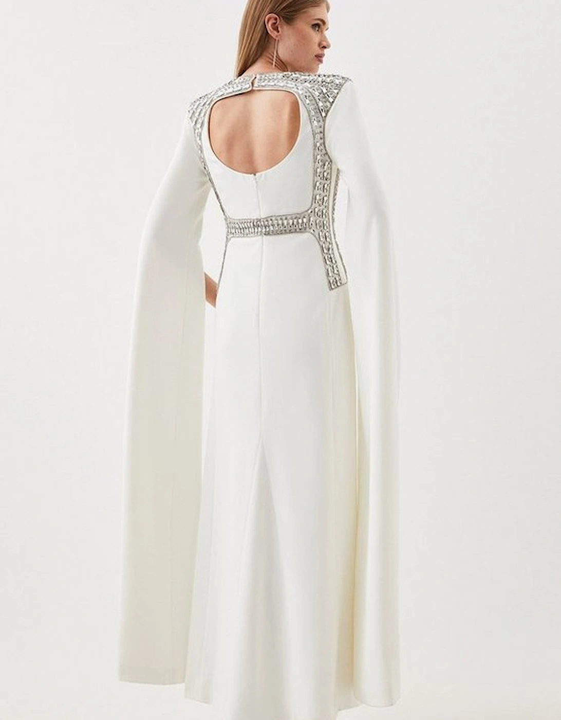Petite Embellished Caddy Cape Sleeve Woven Maxi Dress