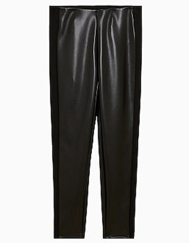 Contrast pleather pull on pants