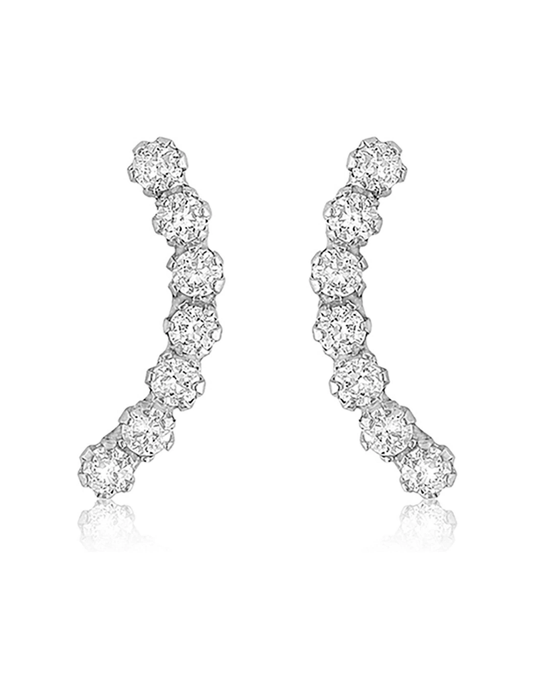 9ct White Gold CZ Curve Stud Earrings, 2 of 1