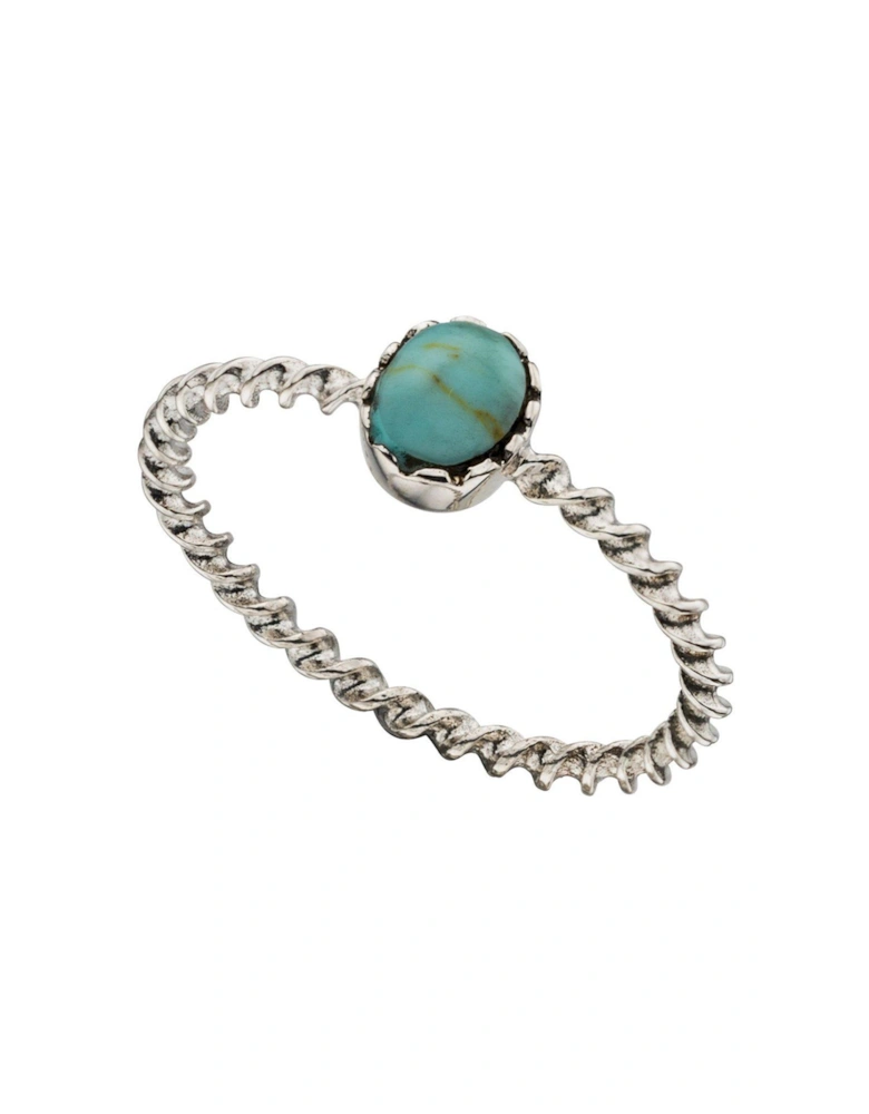 Sterling Silver Turquoise Twisted Band Ring