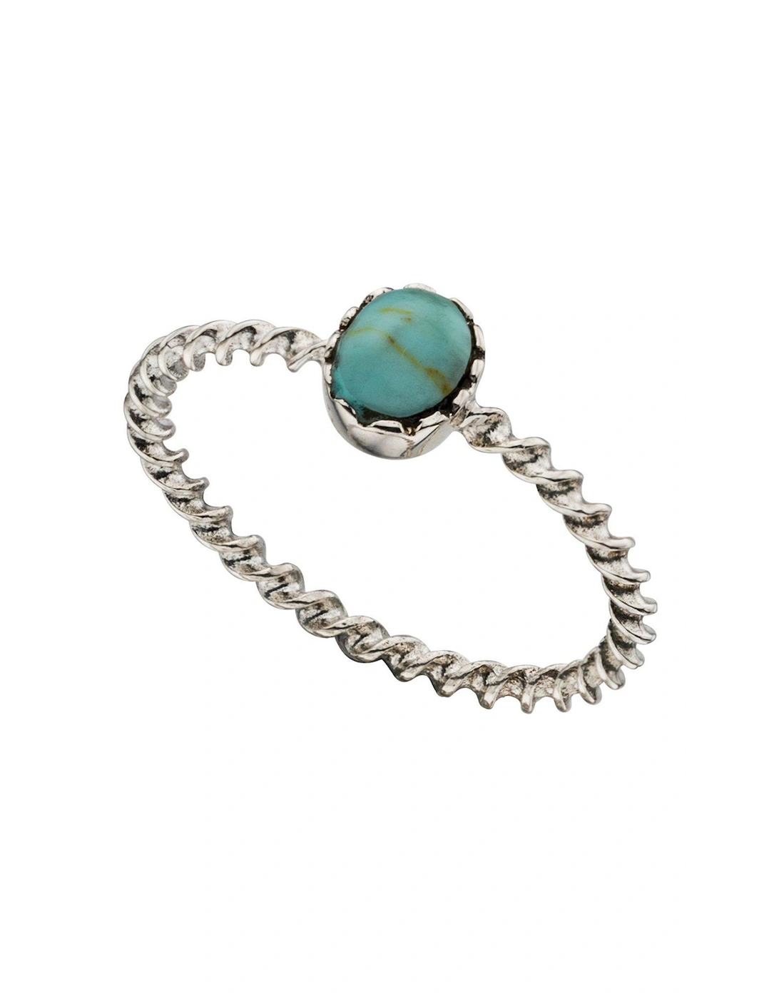 Sterling Silver Turquoise Twisted Band Ring, 2 of 1