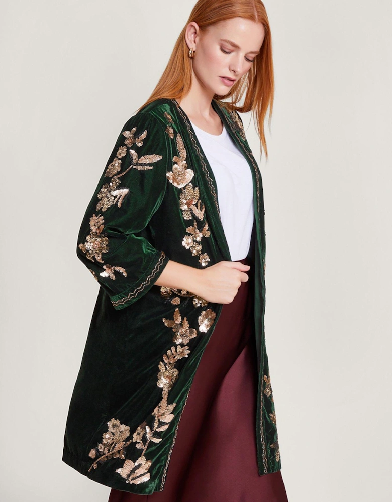 Kiara Velvet Kimono - Green