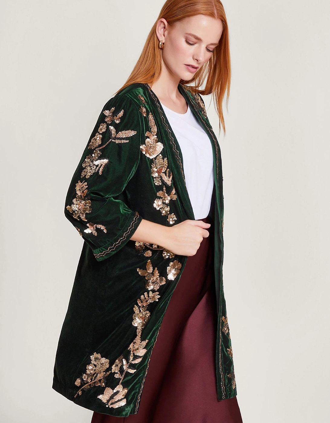 Kiara Velvet Kimono - Green, 2 of 1