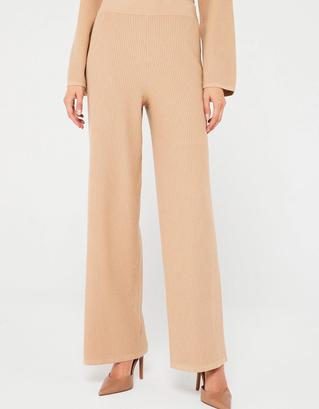 Knitted Ribbed Wide Leg Co-ord Trousers -, 3 of 2