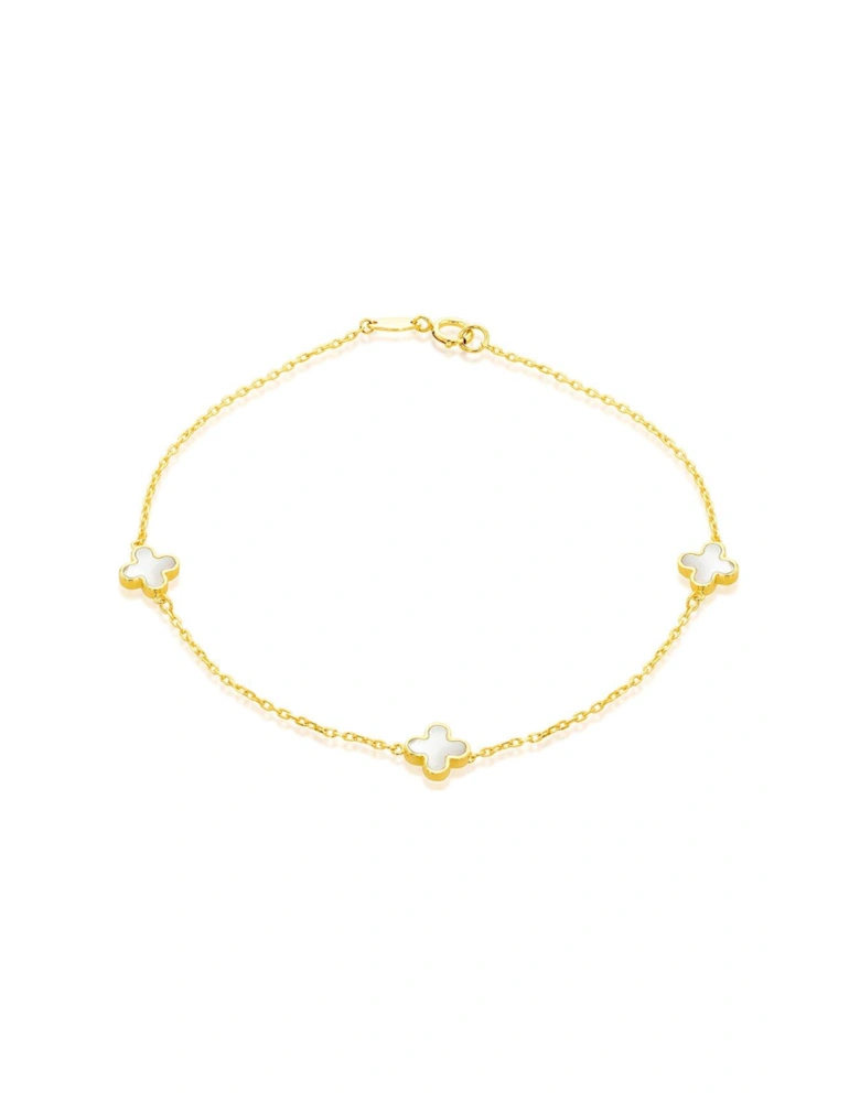 9CT Yellow Gold Mother of Pearl Petals Bracelet