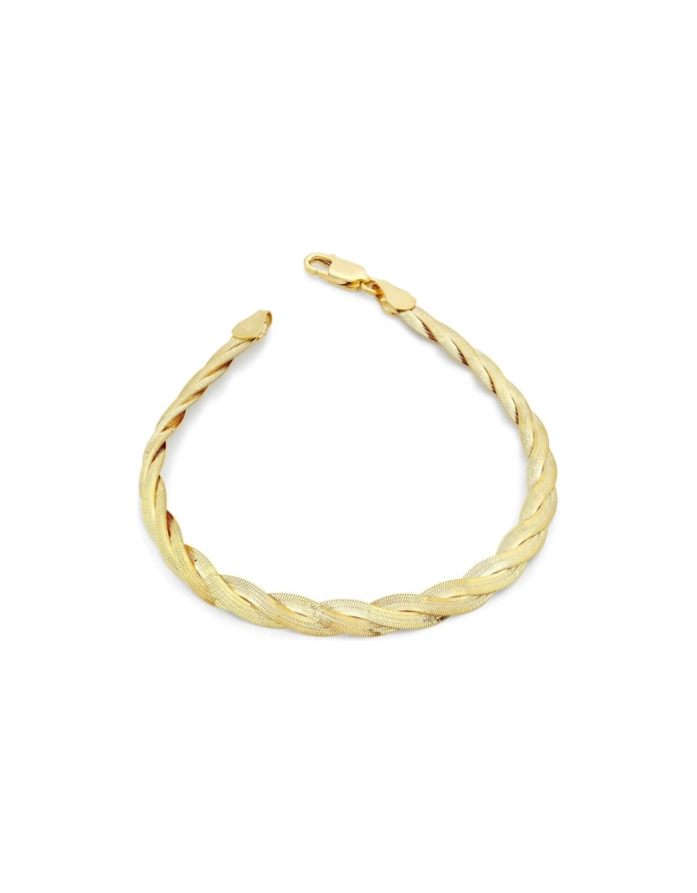 9ct Yellow Gold 3-Plait Patterned Herringbone Bracelet
