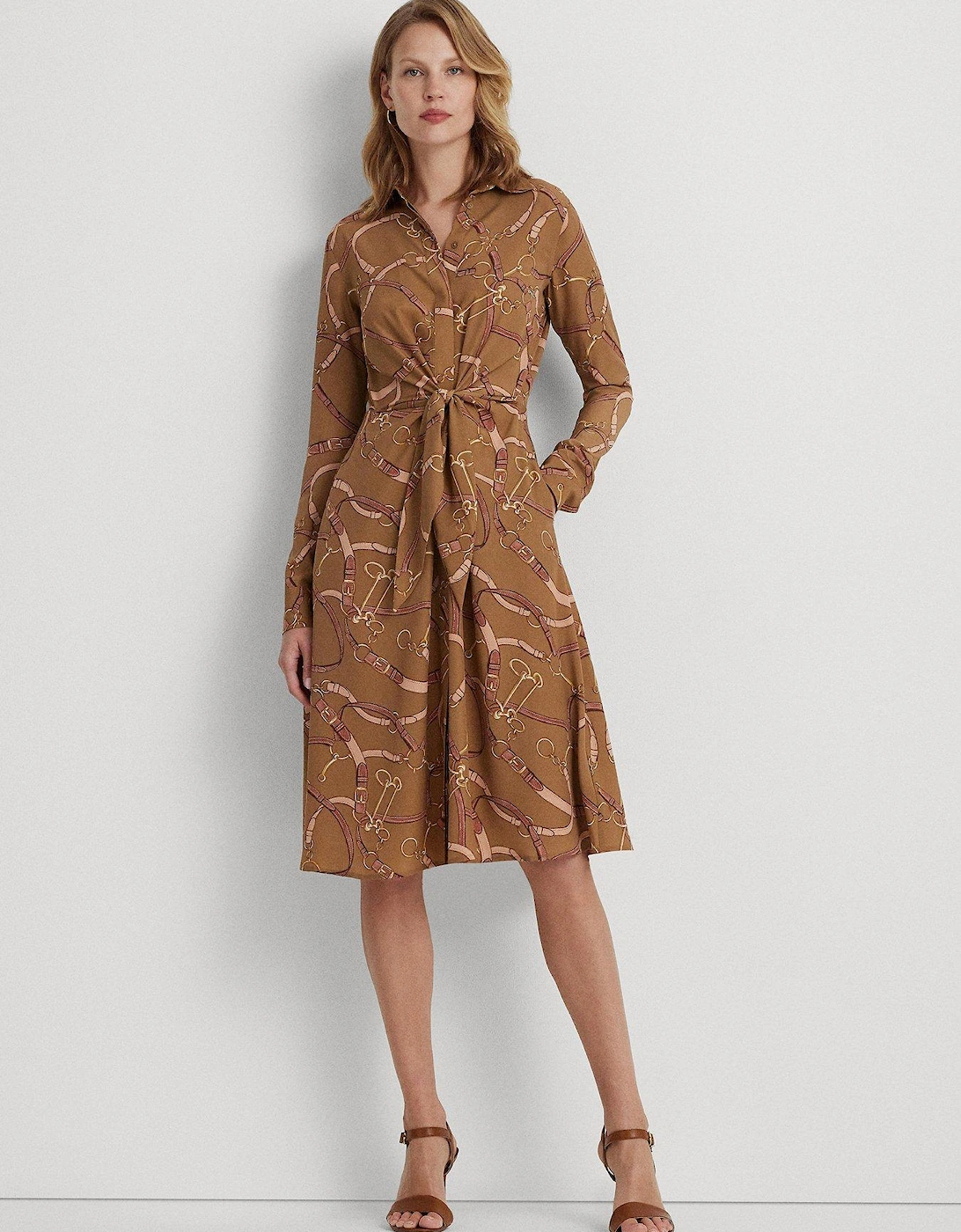 Kahwell-long Sleeve-day Dress - Camel Multi, 3 of 2