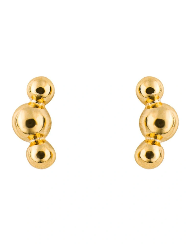 Sterling Silver Trio Ball Gold Plated Stud Earrings