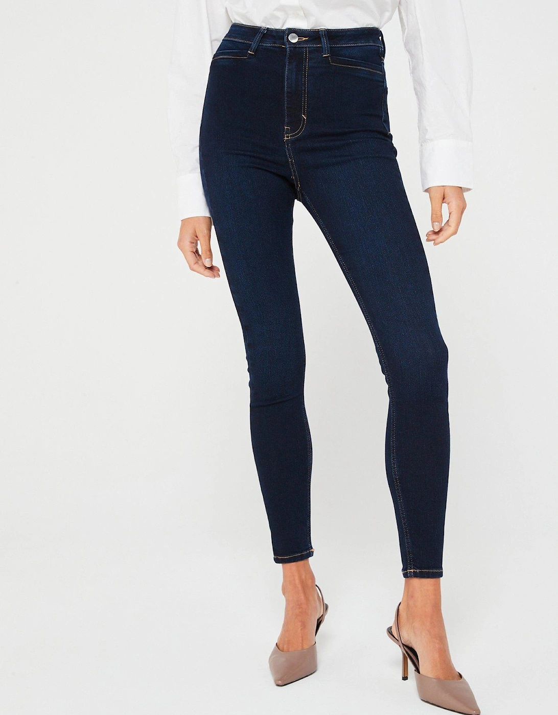 Addison Super High Waist Super Skinny Jeans - Dark Wash Blue, 7 of 6