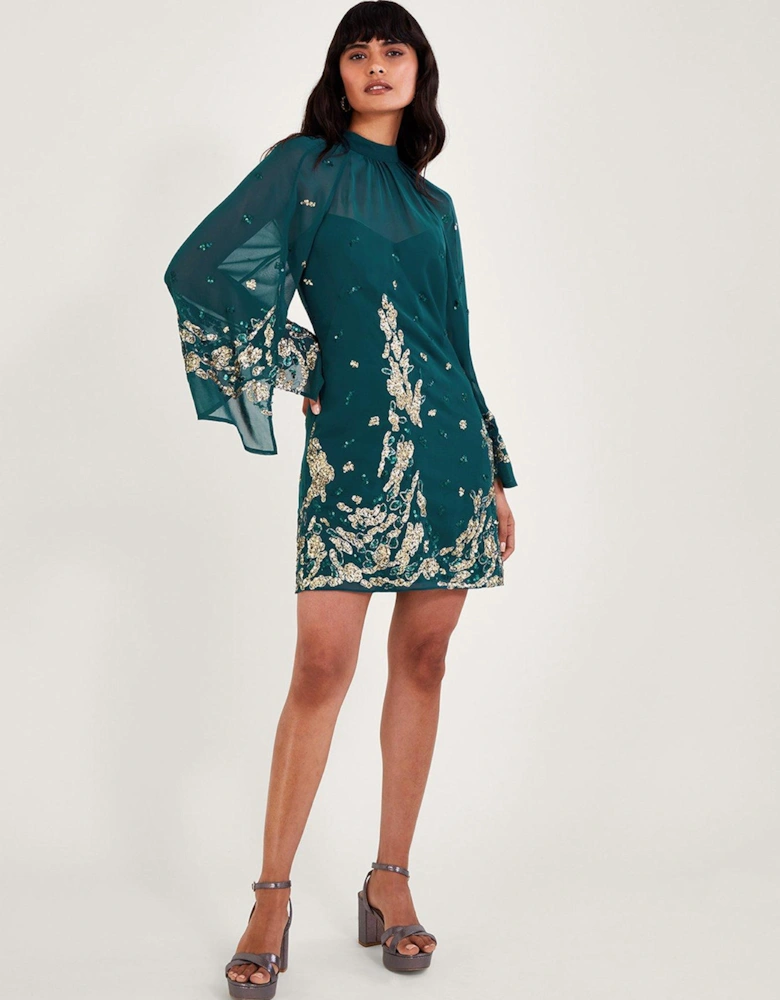 Avery Embroidered Tunic Dress - Green