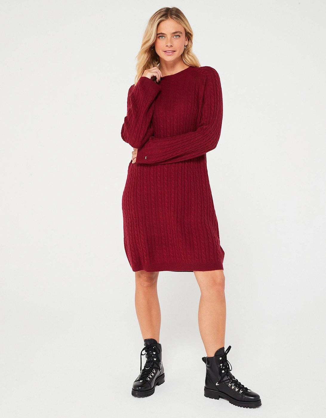 Soft Wool Cable Knit Dress - Red, 6 of 5