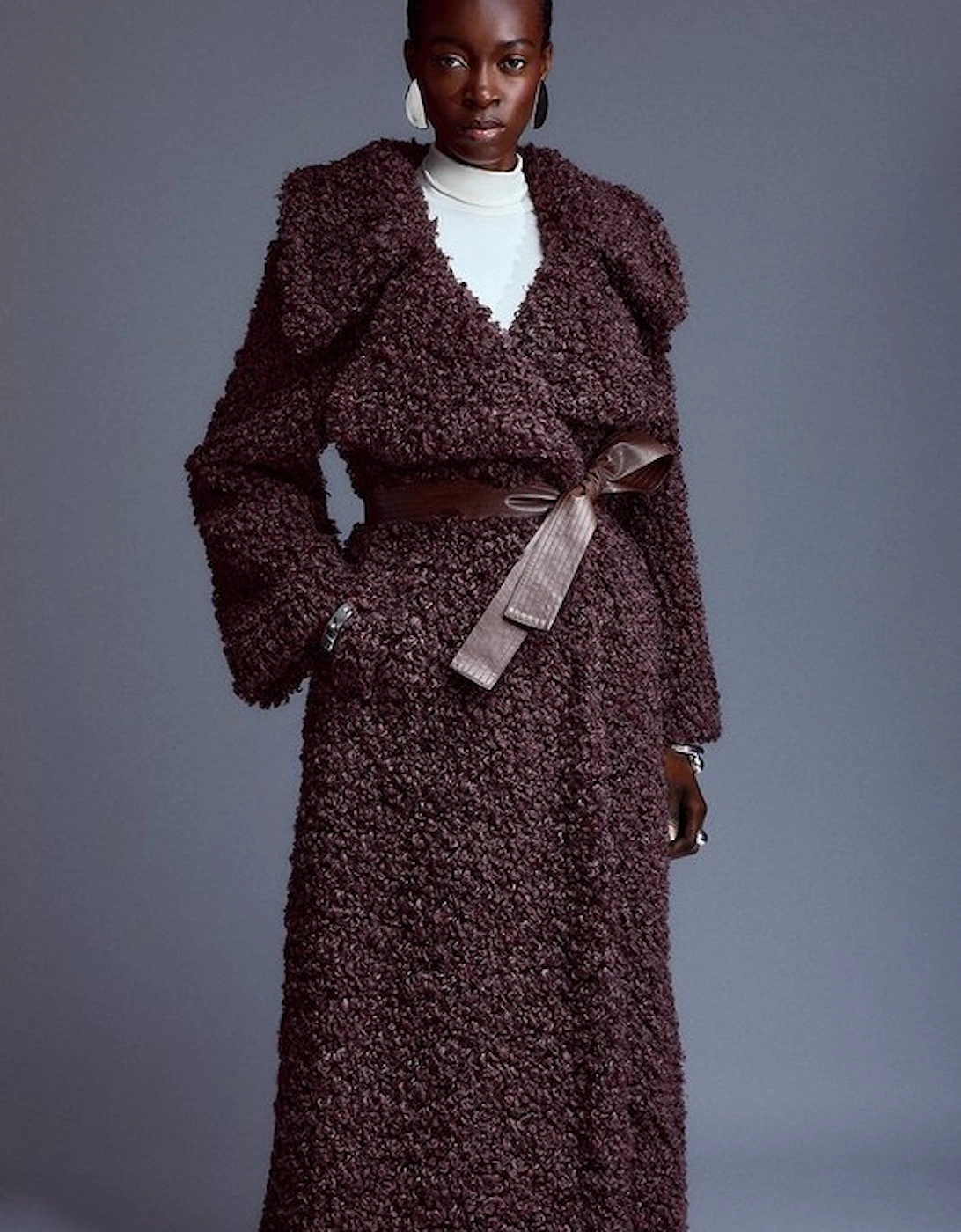 Tall Belted Teddy Midi Coat, 5 of 4
