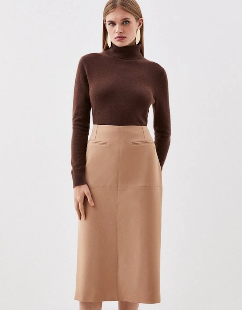 Tailored Compact Stretch Midi Skirt