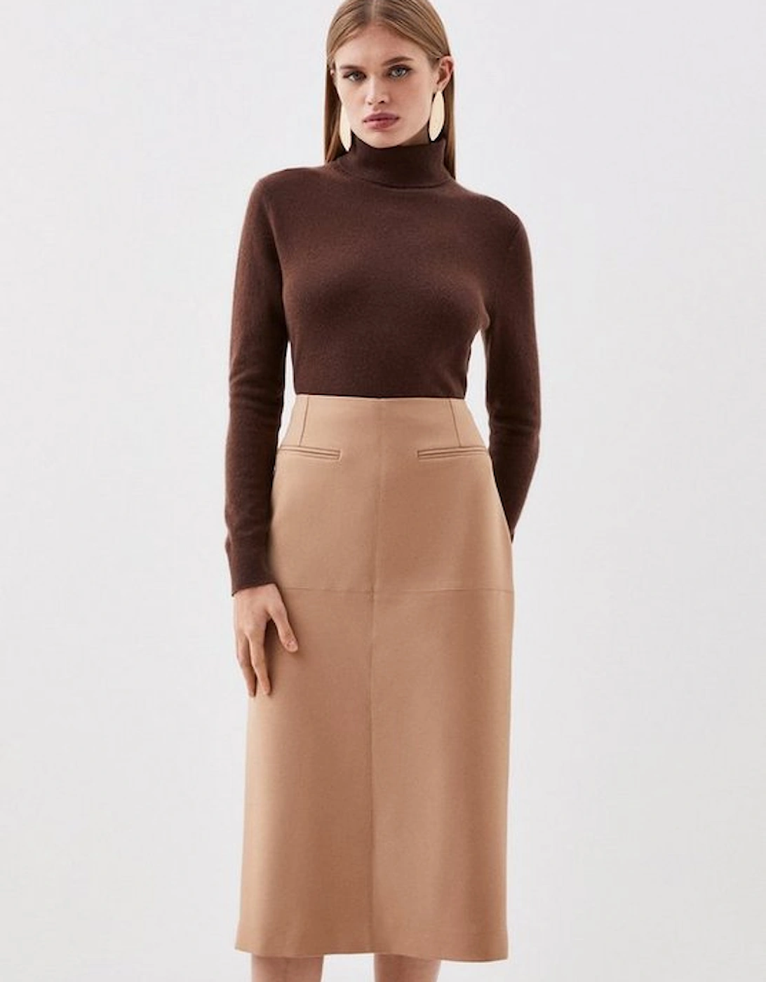 Tailored Compact Stretch Midi Skirt, 5 of 4