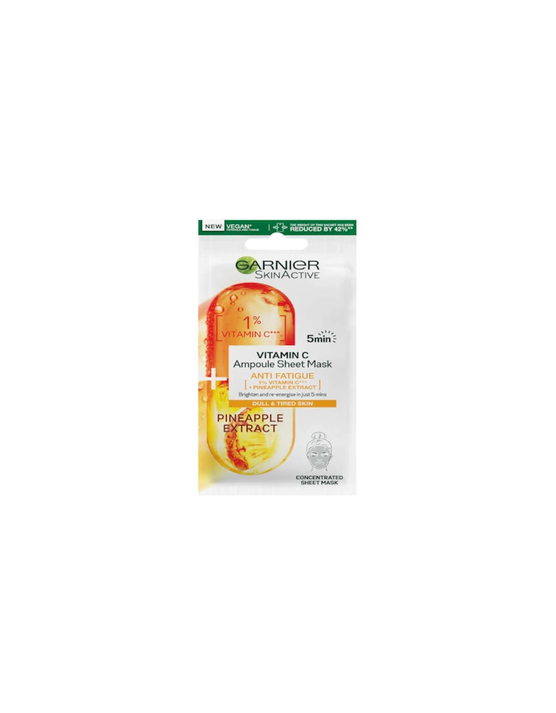 SkinActive Anti Fatigue Ampoule Sheet Mask - Pineapple and 1% Vitamin C 15g