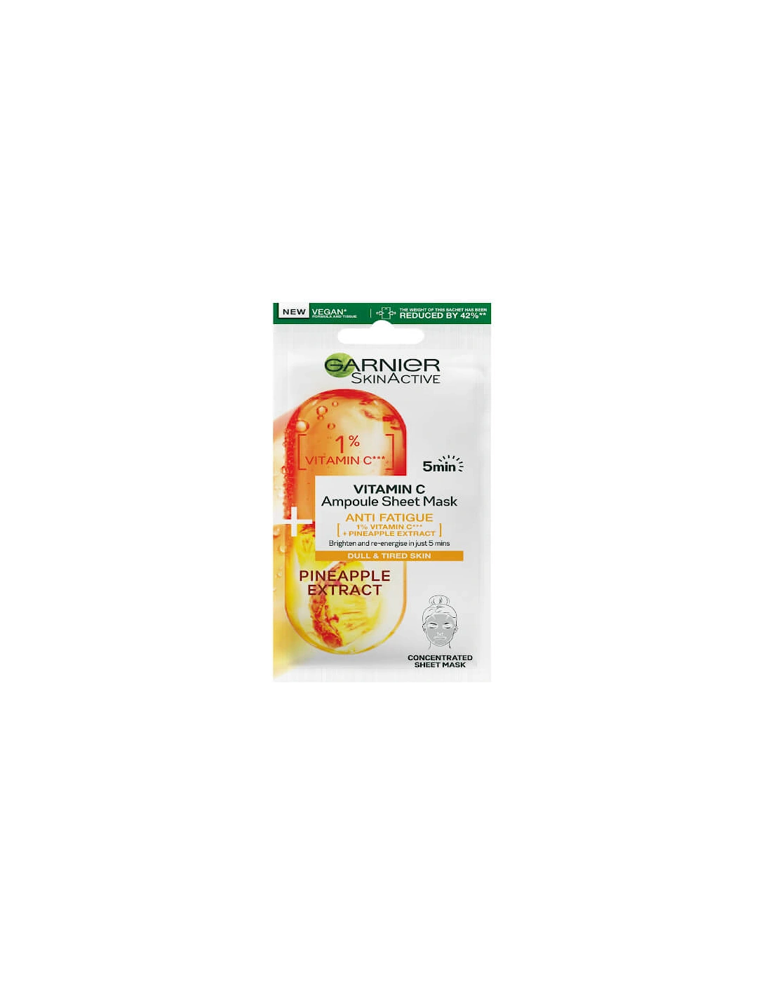 SkinActive Anti Fatigue Ampoule Sheet Mask - Pineapple and 1% Vitamin C 15g, 2 of 1