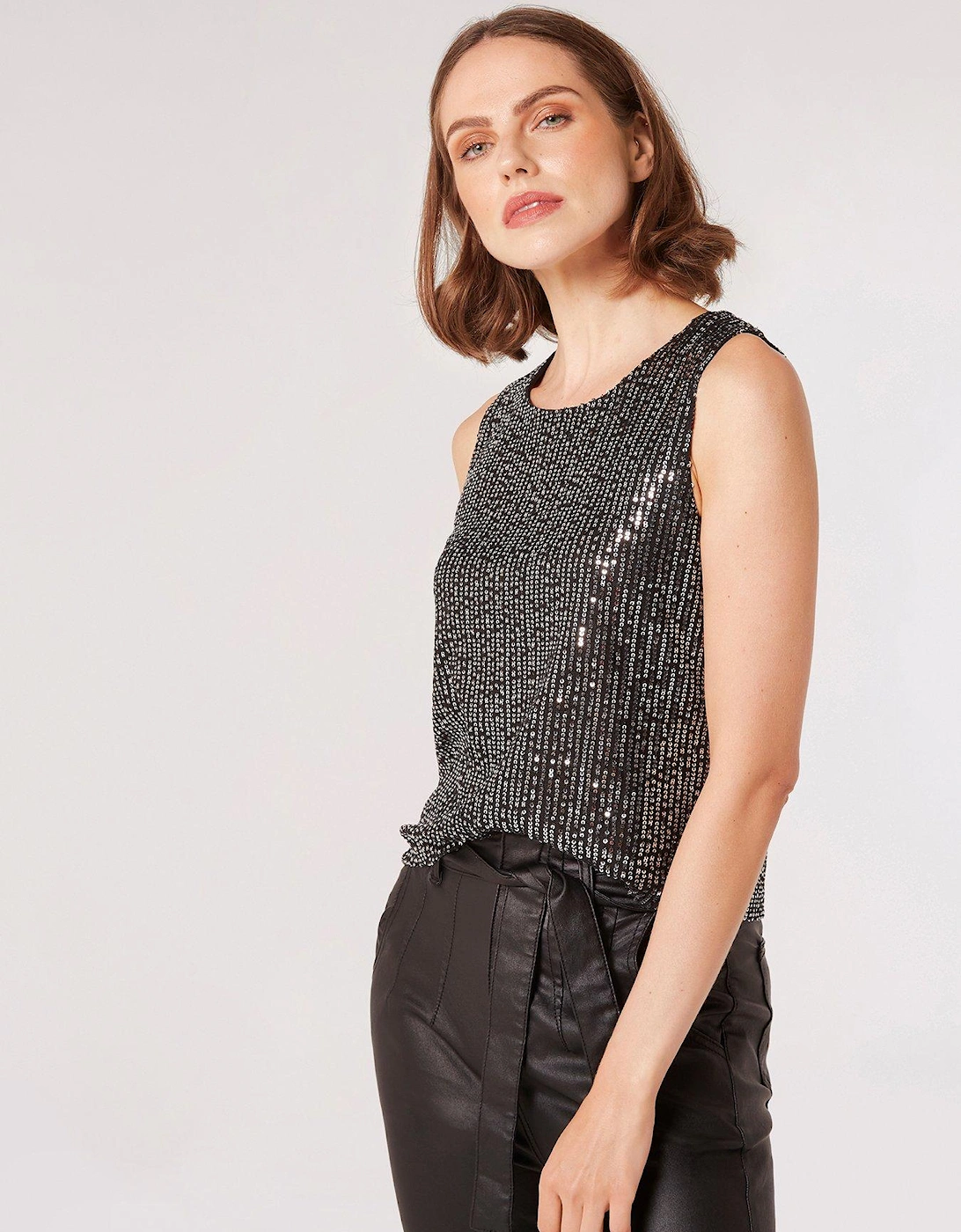 All Over Sequin Lines Shell Top, 5 of 4